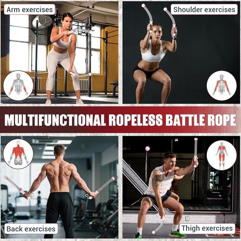 COCTN Weighted Ropeless Battle Ropes, Heavy Duty Portable Cordless Battle Ropes for Home Gym with Poster, Workout Exercise Rope for Strength Building, HIIT and Low-Impact Aerobic Training for Men & Women - Image 4
